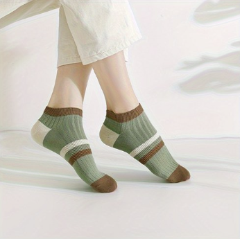 Korean Pastel Stripe Ankle Socks – 10-Pair Set