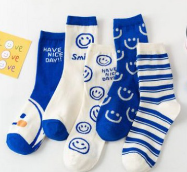 Today’s Smile Crew Socks – 5-Pair Set (Blue Tone)