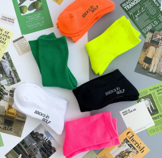 Neon Golf Socks – 6-Pair Set (Korean Style)
