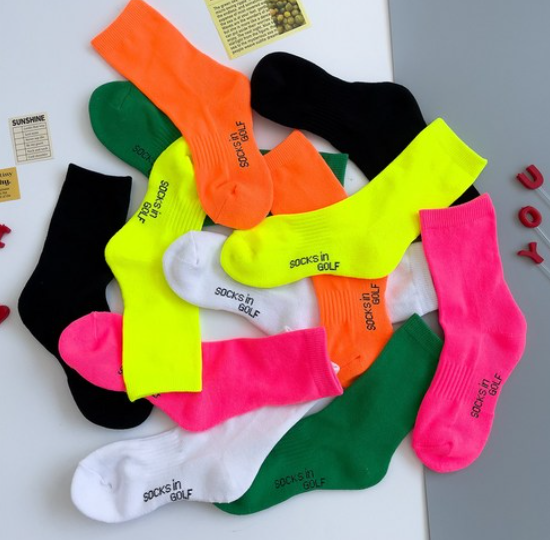 Neon Golf Socks – 6-Pair Set (Korean Style)