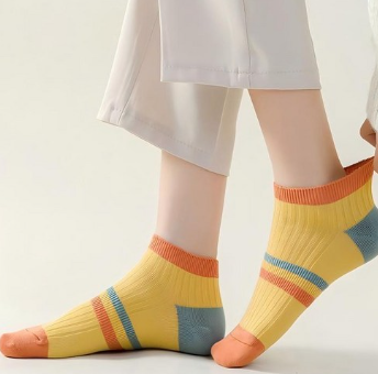 Korean Pastel Stripe Ankle Socks – 10-Pair Set