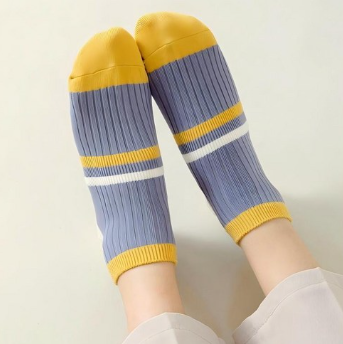 Korean Pastel Stripe Ankle Socks – 10-Pair Set
