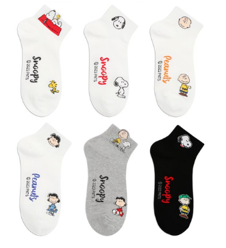 Snoopy & Friends Ankle Socks – 6-Pair Set