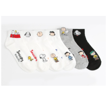 Snoopy & Friends Ankle Socks – 6-Pair Set