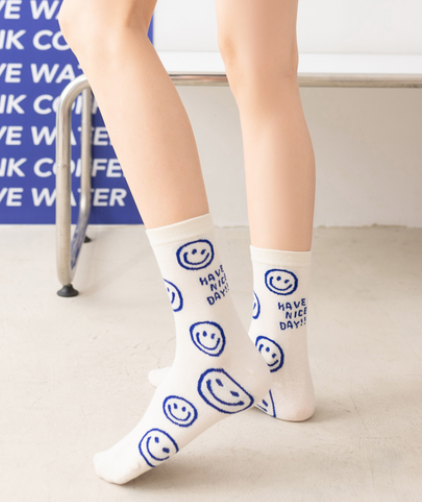 Today’s Smile Crew Socks – 5-Pair Set (Blue Tone)