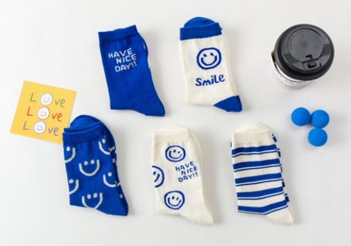 Today’s Smile Crew Socks – 5-Pair Set (Blue Tone)