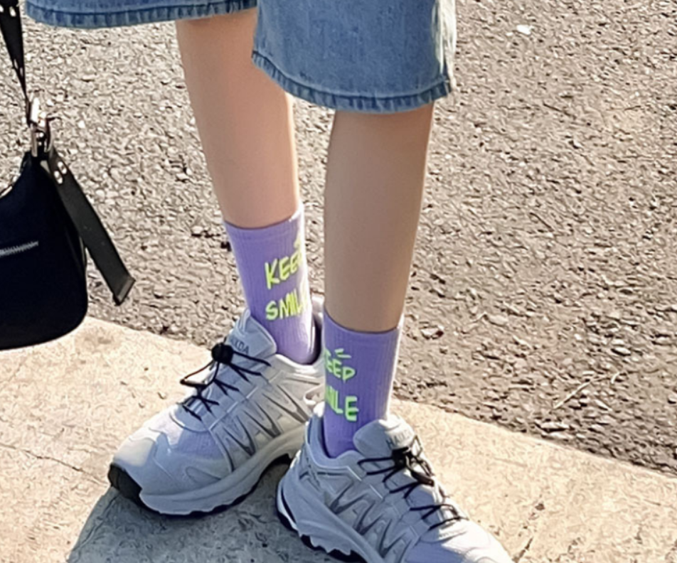 Women's Socks Set 4 Pairs Keep Smile & And You ถุงเท้าผู้หญิง เซต 4 คู่