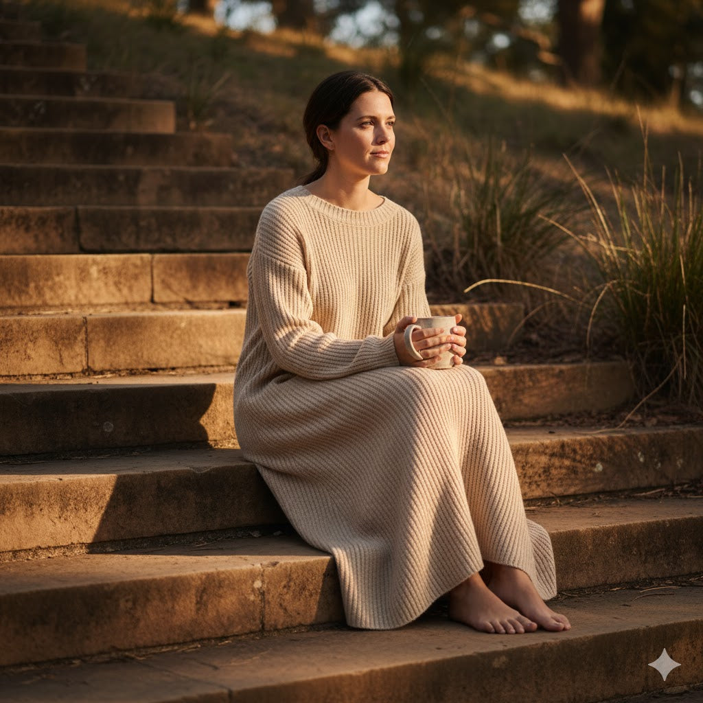 Australian soft warm everyday outfits in cream-beige tones