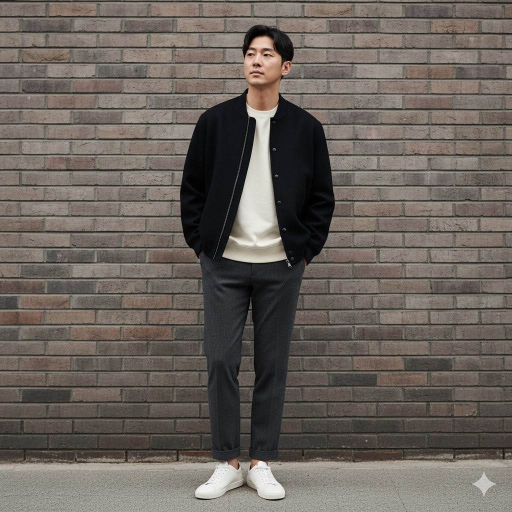 Korean men’s modern essentials in neutral colors.
