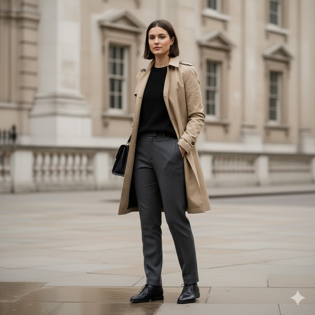 UK quiet-classic looks with premium wool and trench tones.